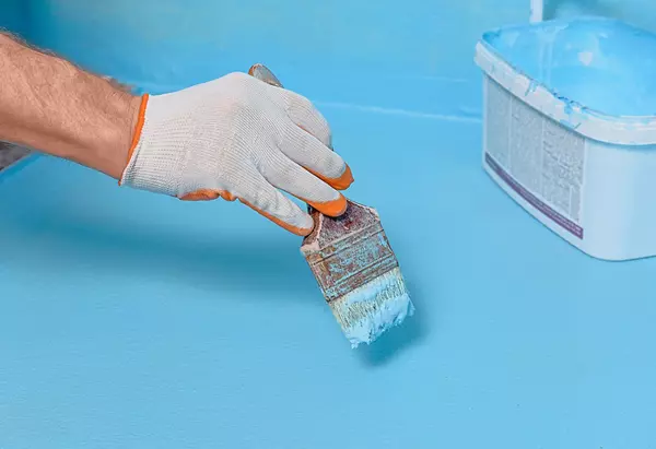 blue floor bathroom