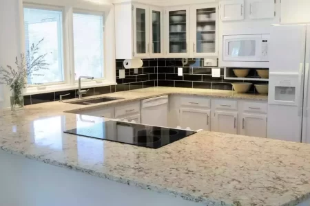 kitchen with granite countertop and electric stove