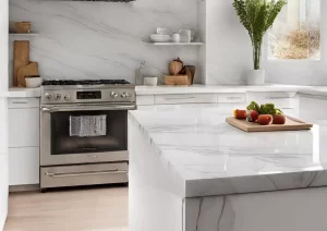 Kitchen with marble white