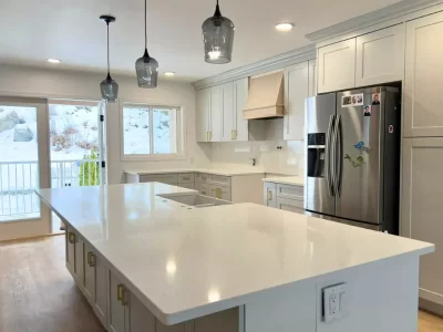 kitchen white with quartz sakura countertops