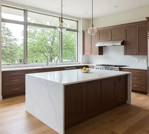 wood and white kitchen